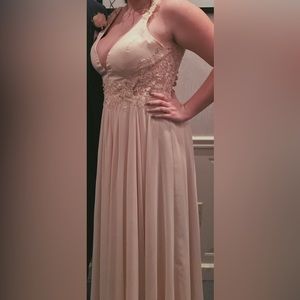 Lace detailed nude/pink prom dress